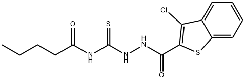 N-[[(3-chloro-1-benzothiophene-2-carbonyl)amino]carbamothioyl]pentanamide Struktur