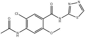 4-(acetylamino)-5-chloro-2-methoxy-N-(1,3,4-thiadiazol-2-yl)benzamide Struktur