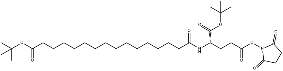 1-(tert-butyl) 5-(2,5-dioxopyrrolidin-1-yl) (16-(tert-butoxy)-16-oxohexadecanoyl)-L-glutamate Struktur