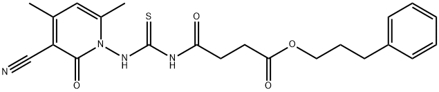 3-phenylpropyl 4-[(3-cyano-4,6-dimethyl-2-oxopyridin-1-yl)carbamothioylamino]-4-oxobutanoate Struktur