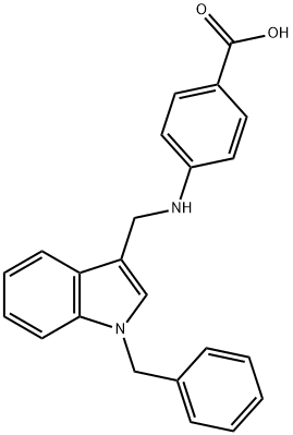 4-{[(1-benzyl-1H-indol-3-yl)methyl]amino}benzoic acid Struktur