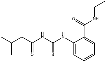 N-ethyl-2-({[(3-methylbutanoyl)amino]carbonothioyl}amino)benzamide Struktur