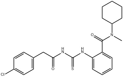 2-[({[(4-chlorophenyl)acetyl]amino}carbonothioyl)amino]-N-cyclohexyl-N-methylbenzamide Struktur