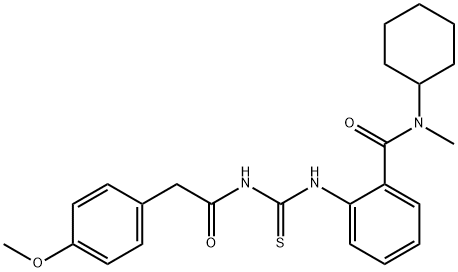 N-cyclohexyl-2-[({[(4-methoxyphenyl)acetyl]amino}carbonothioyl)amino]-N-methylbenzamide Struktur