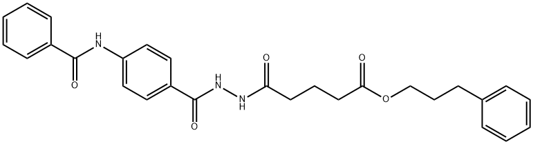 3-phenylpropyl 5-[2-(4-benzamidobenzoyl)hydrazinyl]-5-oxopentanoate Struktur