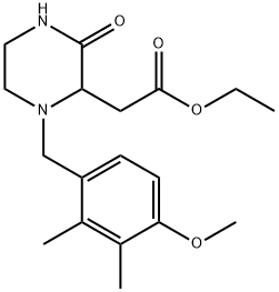 ethyl [1-(4-methoxy-2,3-dimethylbenzyl)-3-oxo-2-piperazinyl]acetate Struktur