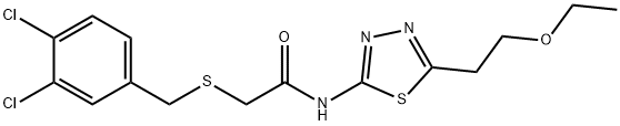 2-[(3,4-dichlorobenzyl)sulfanyl]-N-[5-(2-ethoxyethyl)-1,3,4-thiadiazol-2-yl]acetamide Struktur