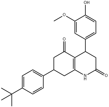 7-(4-tert-butylphenyl)-4-(4-hydroxy-3-methoxyphenyl)-1,3,4,6,7,8-hexahydroquinoline-2,5-dione Struktur