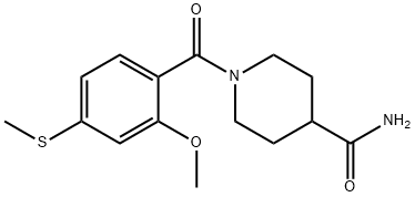 1-(2-methoxy-4-methylsulfanylbenzoyl)piperidine-4-carboxamide Struktur