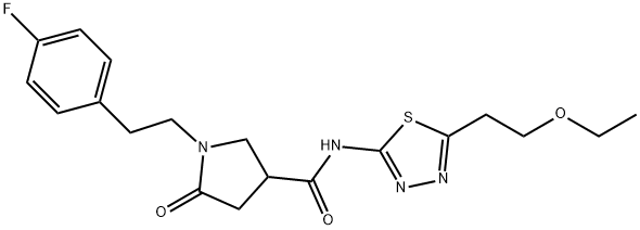 N-[5-(2-ethoxyethyl)-1,3,4-thiadiazol-2-yl]-1-[2-(4-fluorophenyl)ethyl]-5-oxopyrrolidine-3-carboxamide Struktur