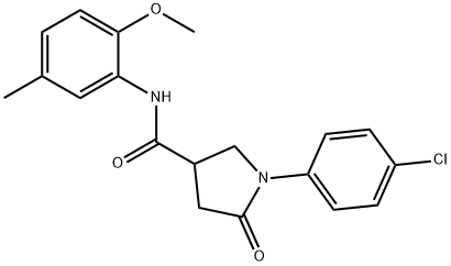 1-(4-chlorophenyl)-N-(2-methoxy-5-methylphenyl)-5-oxopyrrolidine-3-carboxamide Struktur