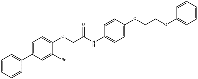 2-(2-bromo-4-phenylphenoxy)-N-[4-(2-phenoxyethoxy)phenyl]acetamide Struktur