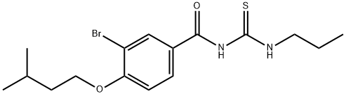 3-bromo-4-(3-methylbutoxy)-N-(propylcarbamothioyl)benzamide Struktur