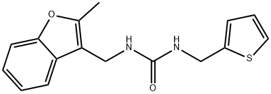 1-[(2-methyl-1-benzofuran-3-yl)methyl]-3-(thiophen-2-ylmethyl)urea, 883226-64-0, 結構式