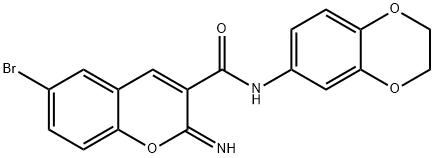 6-bromo-N-(2,3-dihydro-1,4-benzodioxin-6-yl)-2-iminochromene-3-carboxamide Struktur