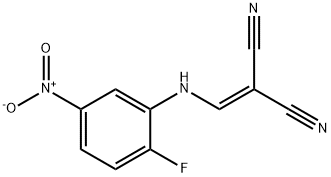 2-[(2-fluoro-5-nitroanilino)methylidene]propanedinitrile Struktur