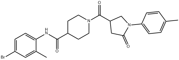 N-(4-bromo-2-methylphenyl)-1-[1-(4-methylphenyl)-5-oxopyrrolidine-3-carbonyl]piperidine-4-carboxamide Struktur