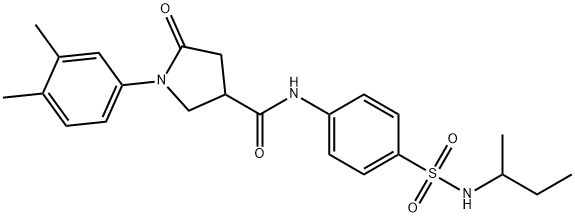 N-[4-(butan-2-ylsulfamoyl)phenyl]-1-(3,4-dimethylphenyl)-5-oxopyrrolidine-3-carboxamide Struktur