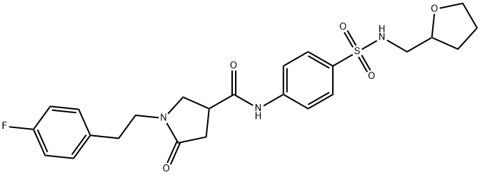 1-[2-(4-fluorophenyl)ethyl]-5-oxo-N-{4-[(tetrahydrofuran-2-ylmethyl)sulfamoyl]phenyl}pyrrolidine-3-carboxamide Struktur