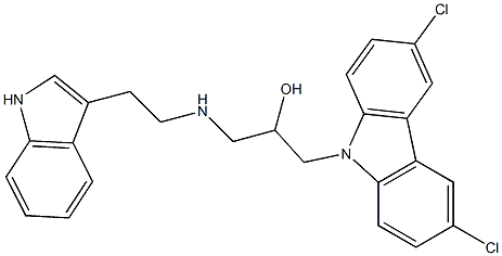 1-(3,6-dichlorocarbazol-9-yl)-3-[2-(1H-indol-3-yl)ethylamino]propan-2-ol Struktur