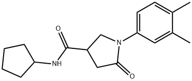 N-cyclopentyl-1-(3,4-dimethylphenyl)-5-oxopyrrolidine-3-carboxamide Struktur