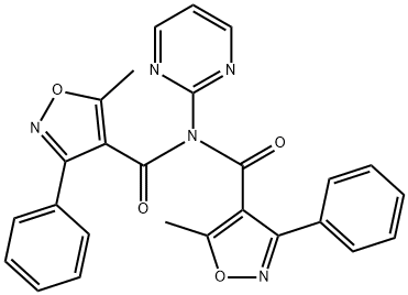 5-methyl-N-(5-methyl-3-phenyl-1,2-oxazole-4-carbonyl)-3-phenyl-N-pyrimidin-2-yl-1,2-oxazole-4-carboxamide Struktur