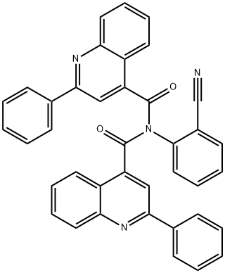 N-(2-cyanophenyl)-2-phenyl-N-[(2-phenylquinolin-4-yl)carbonyl]quinoline-4-carboxamide Struktur