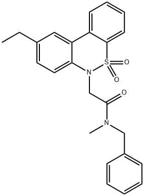 N-benzyl-2-(9-ethyl-5,5-dioxido-6H-dibenzo[c,e][1,2]thiazin-6-yl)-N-methylacetamide Struktur