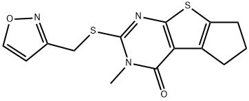 6-(Isoxazol-3-ylmethylsulfanyl)-5-methyl-1,2,3,5-tetrahydro-8-thia-5,7-diaza-cyclopenta[a]inden-4-one Struktur