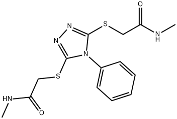 N-methyl-2-[(5-{[2-(methylamino)-2-oxoethyl]sulfanyl}-4-phenyl-4H-1,2,4-triazol-3-yl)sulfanyl]acetamide Struktur