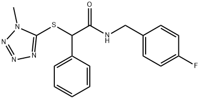 N-[(4-fluorophenyl)methyl]-2-(1-methyltetrazol-5-yl)sulfanyl-2-phenylacetamide Struktur