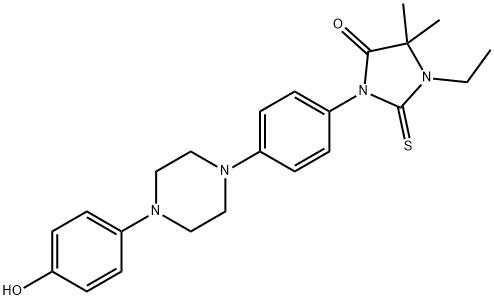 4-Imidazolidinone, 1-ethyl-3-[4-[4-(4-hydroxyphenyl)-1-piperazinyl]phenyl]-5,5-dimethyl-2-thioxo- Struktur