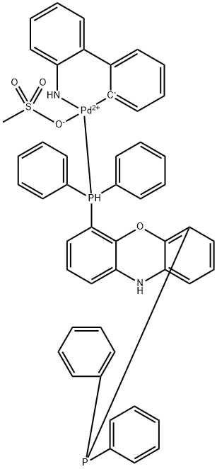 Methanesulfonato[4,6-bis(diphenylphosphino)phenoxazine](2'-amino-1,1'-biphenyl-2-yl)palladium(II) Struktur