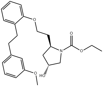 (2R,4R)-ethyl 4-hydroxy-2-(2-(2-(3-methoxyphenethyl)phenoxy)ethyl)pyrrolidine-1-carboxylate Struktur