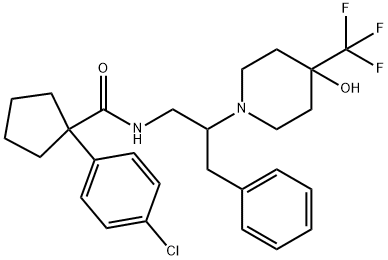 1-(4-chlorophenyl)-N-(2-(4-hydroxy-4-(trifluoromethyl)piperidin-1-yl)-3-phenylpropyl)cyclopentanecarboxamide 結(jié)構(gòu)式