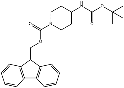 (9H-Fluoren-9-yl)methyl 4-((tert-butoxycarbonyl)amino)piperidine-1-carboxylate Struktur