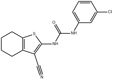 1-(3-chlorophenyl)-3-(3-cyano-4,5,6,7-tetrahydro-1-benzothiophen-2-yl)urea Struktur