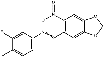 (3-fluoro-4-methylphenyl)[(6-nitro-1,3-benzodioxol-5-yl)methylene]amine Struktur