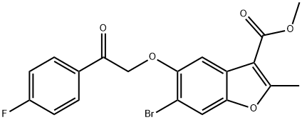 methyl 6-bromo-5-(2-(4-fluorophenyl)-2-oxoethoxy)-2-methylbenzofuran-3-carboxylate Struktur