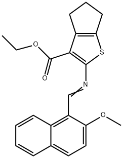 ethyl 2-{[(2-methoxy-1-naphthyl)methylene]amino}-5,6-dihydro-4H-cyclopenta[b]thiophene-3-carboxylate Struktur