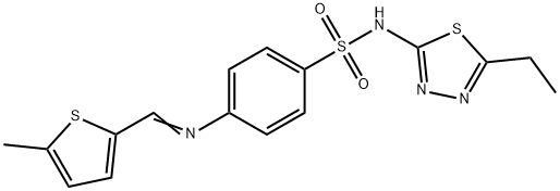 N-(5-ethyl-1,3,4-thiadiazol-2-yl)-4-{[(5-methyl-2-thienyl)methylene]amino}benzenesulfonamide Struktur