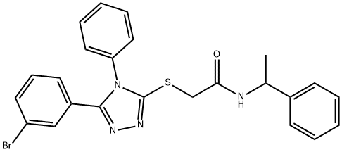 2-[[5-(3-bromophenyl)-4-phenyl-1,2,4-triazol-3-yl]sulfanyl]-N-(1-phenylethyl)acetamide Struktur