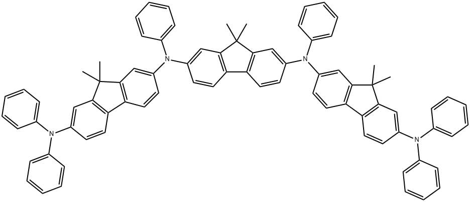 N2,N2' -(9,9-Dimethyl-9H -fluorene-2,7-diyl)bis(9,9-dimethyl-N2,N7,N7 -triphenyl-9H -fluorene-2,7-diamine) Struktur