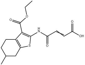 (E)-4-((3-(ethoxycarbonyl)-6-methyl-4,5,6,7-tetrahydrobenzo[b]thiophen-2-yl)amino)-4-oxobut-2-enoic acid Struktur