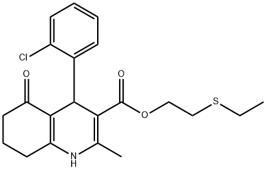 2-(ethylsulfanyl)ethyl 4-(2-chlorophenyl)-2-methyl-5-oxo-1,4,5,6,7,8-hexahydroquinoline-3-carboxylate Struktur