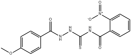 N-{[2-(4-methoxybenzoyl)hydrazino]carbonothioyl}-2-nitrobenzamide Struktur