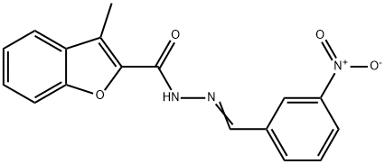 3-methyl-N'-(3-nitrobenzylidene)-1-benzofuran-2-carbohydrazide Struktur