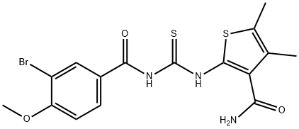 2-({[(3-bromo-4-methoxybenzoyl)amino]carbonothioyl}amino)-4,5-dimethyl-3-thiophenecarboxamide Struktur