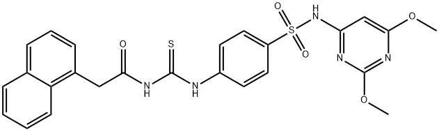 N-{[(4-{[(2,6-dimethoxy-4-pyrimidinyl)amino]sulfonyl}phenyl)amino]carbonothioyl}-2-(1-naphthyl)acetamide Struktur