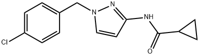 N-[1-[(4-chlorophenyl)methyl]pyrazol-3-yl]cyclopropanecarboxamide Struktur